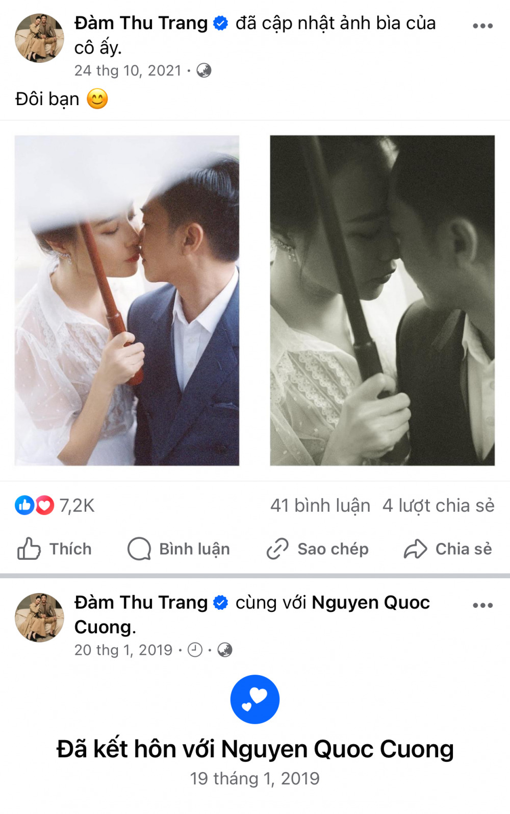 Vợ chồng Cường Đô La cùng lúc có động thái lạ trên MXH